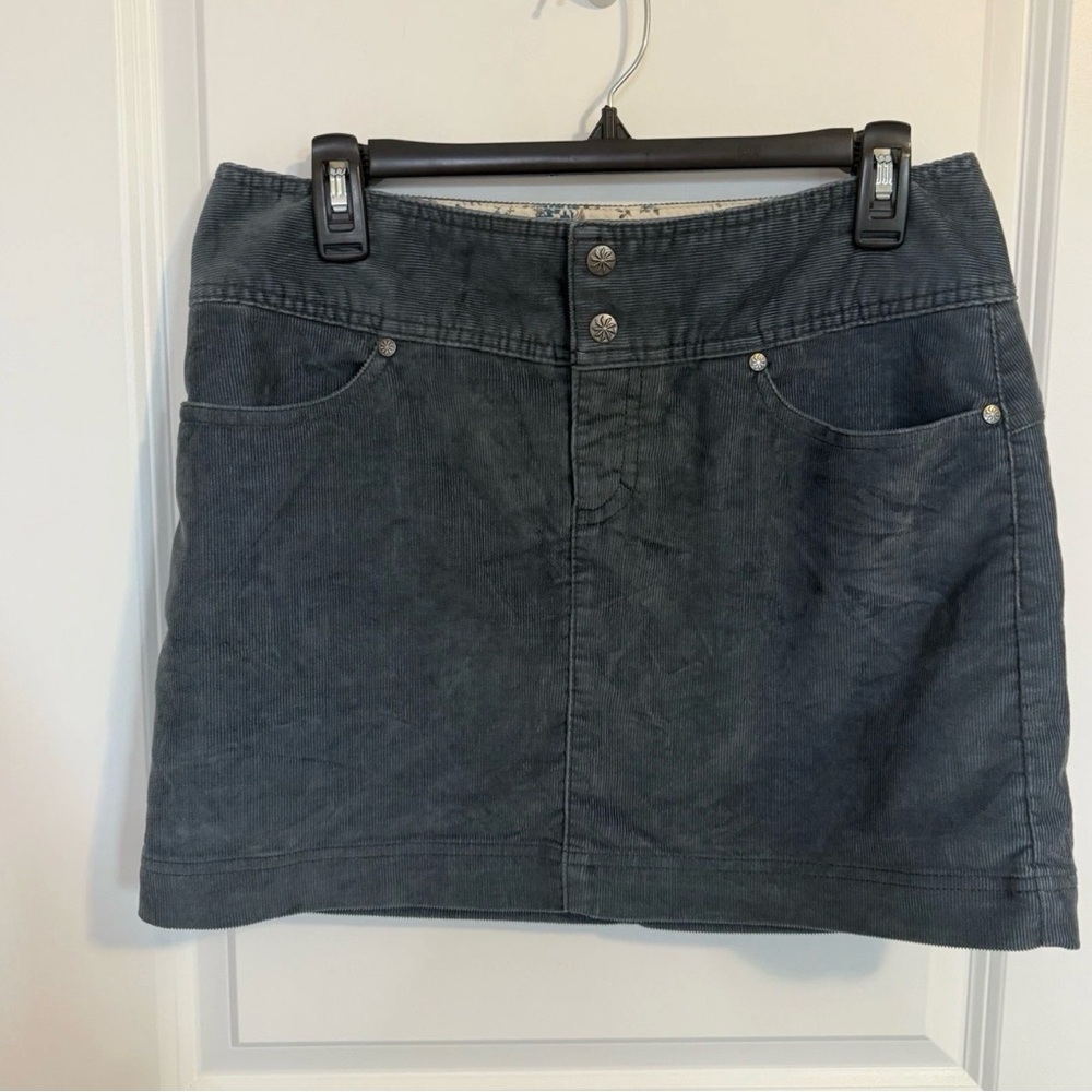 Athleta Womens Skirt Size 6P Blue Vintage Ridge Corduroy Mini Zipped Pockets‎